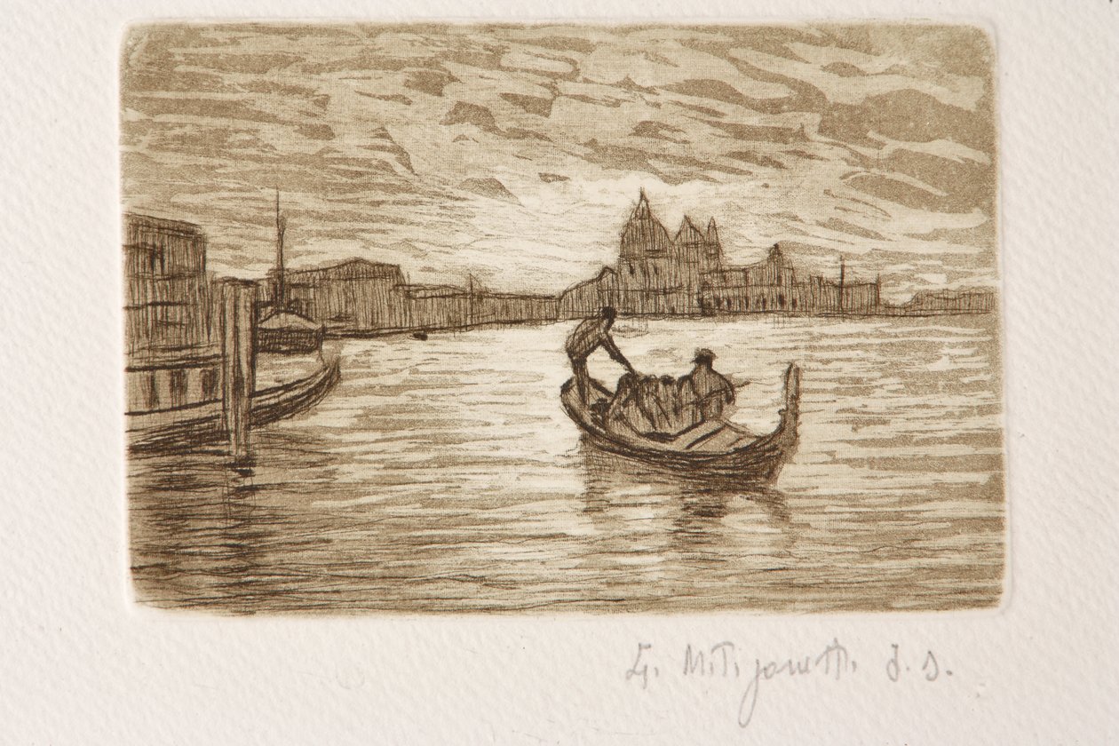 Gondolcu (beyaz kağıt üzerine gravür ve aquatint) by Giuseppe Miti Zanetti