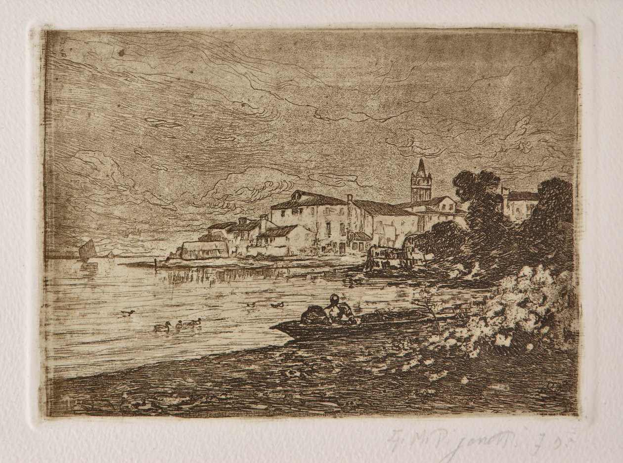 Venedik Lagünü (beyaz kağıt üzerine gravür ve aquatint) by Giuseppe Miti Zanetti