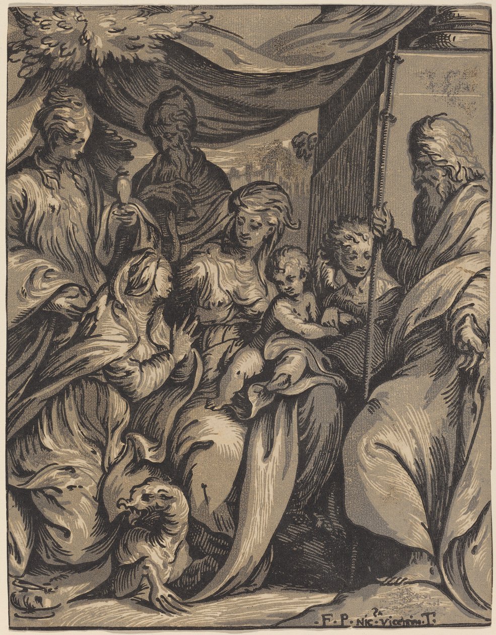 Azizler ile Bakire ve Çocuk by Giuseppe Nicolo Vicentino, after Camillo Boccaccino