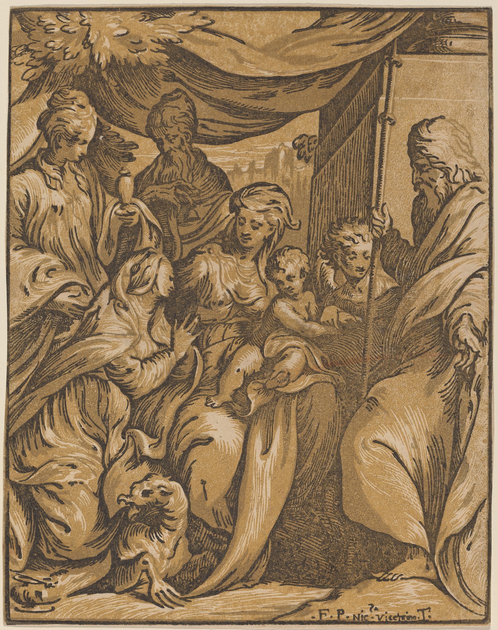 Azizler ile Bakire ve Çocuk by Giuseppe Nicolo Vicentino, after Camillo Boccaccino