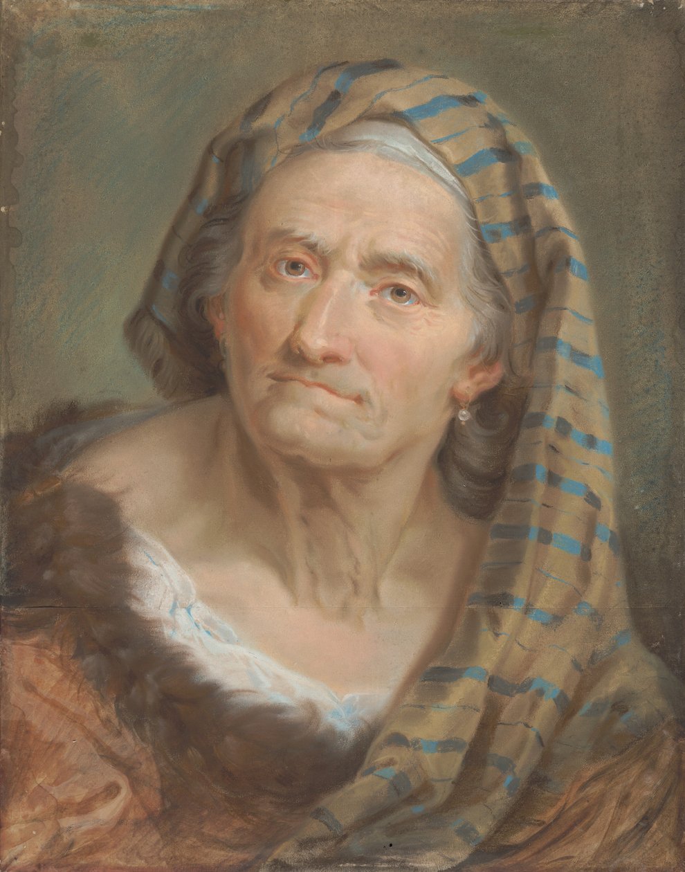 Çizgili Şallı Yaşlı Bir Kadın by Giuseppe Nogari