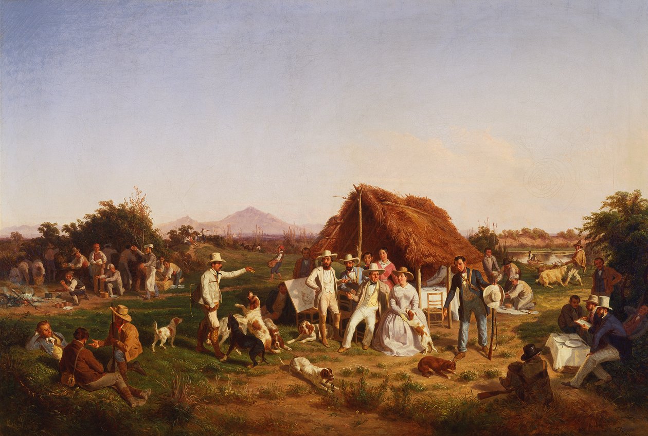 Napoli Kraliyet Ailesi ile av partisi (resim) by Giuseppe Palizzi