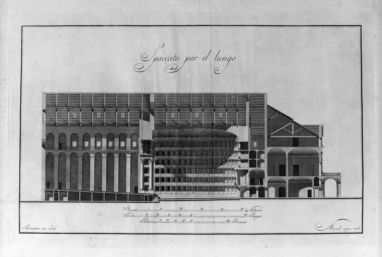 Giuseppe Piermarini (1734-1808) tarafından La Scala Tiyatrosu Mimari Kupası. 1776-1778 Milan İtalya (Piermarini, Milan, İtalya tarafından tiyatro alla Scala