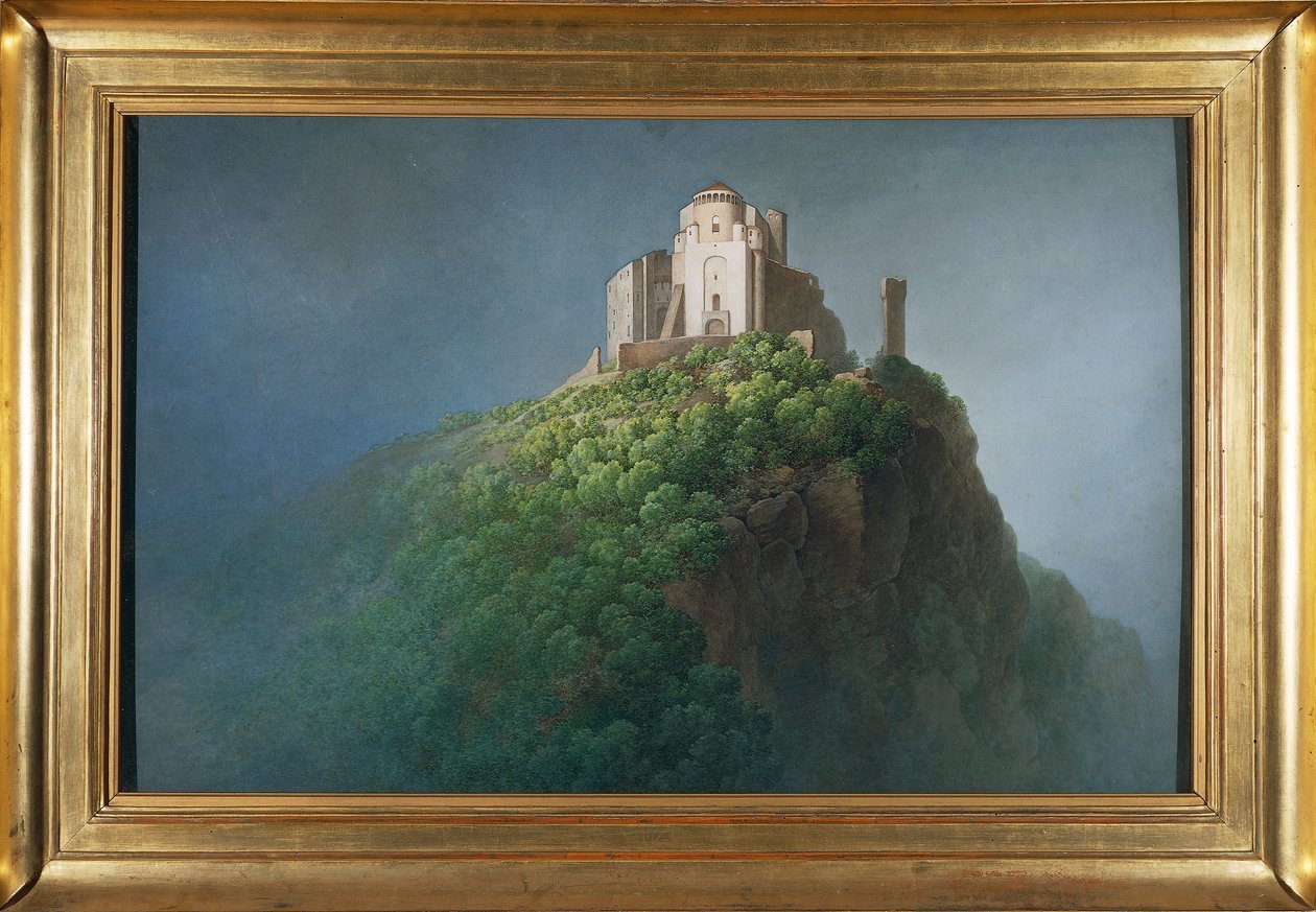 Giuseppe Pietro Bagetti tarafından Val di Susa girişinde Aziz Michael Manastırı, resim by Giuseppe Pietro Bagetti