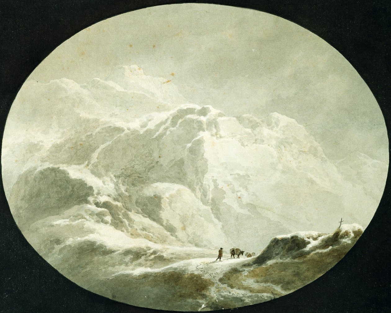 Karla kaplı Alp geçidi, Giuseppe Pietro Bagetti (1764-1831) tarafından by Giuseppe Pietro Bagetti