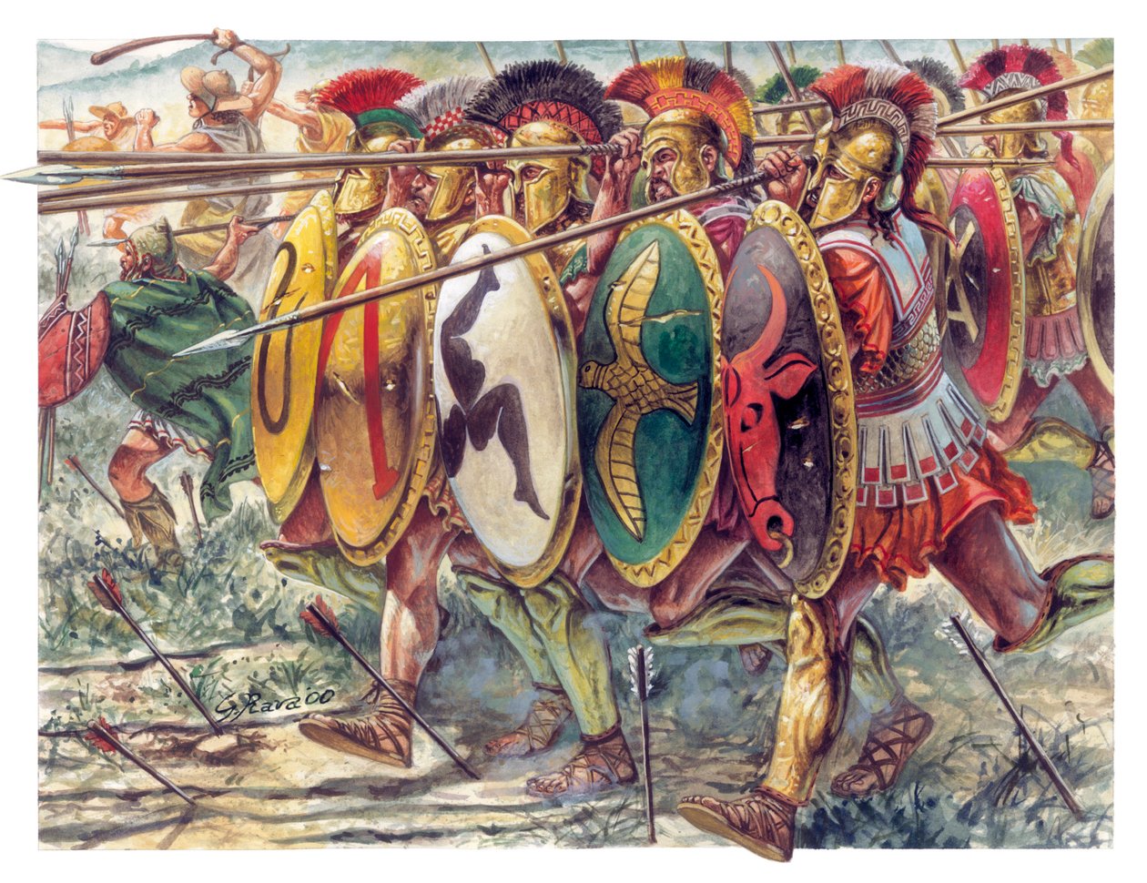 Antik Yunan: hoplitler, piyade ağır silahlar - Antik Yunan: hoplitler - Giuseppe Rava tarafından çizilmiştir by Giuseppe Rava