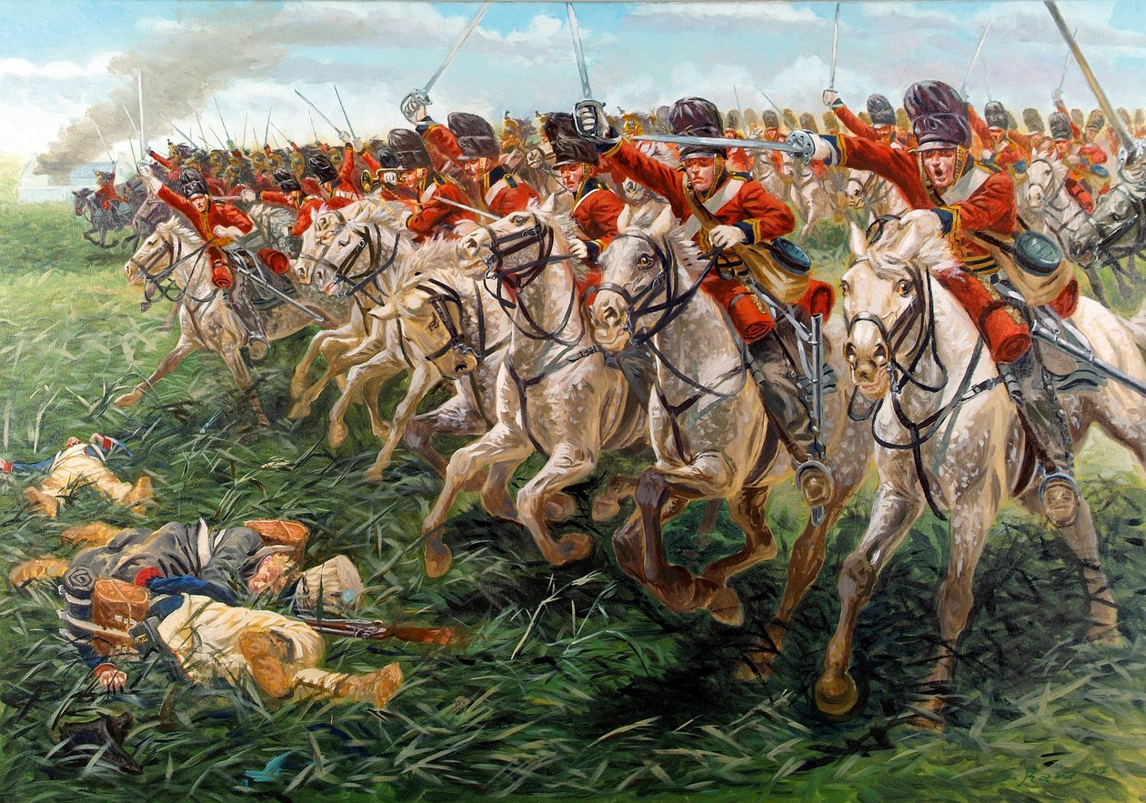 Birinci İmparatorluk: İskoç Ejder Alayı Kraliyet İskoç Yeşillerinin Hücumu, bir Waterloo by Giuseppe Rava