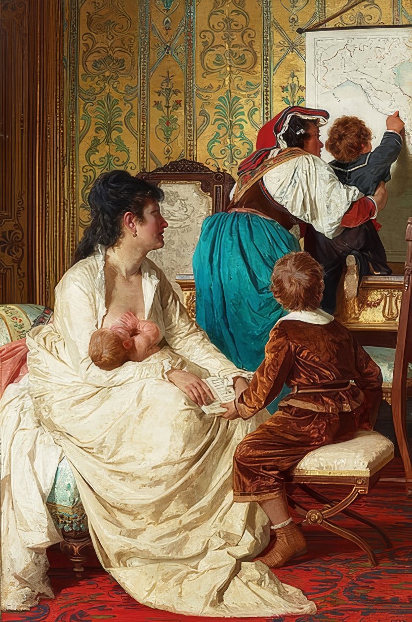 İyi bir annenin sevinçleri (Le gioie della buona mamma). 1877 by Giuseppe Sciuti