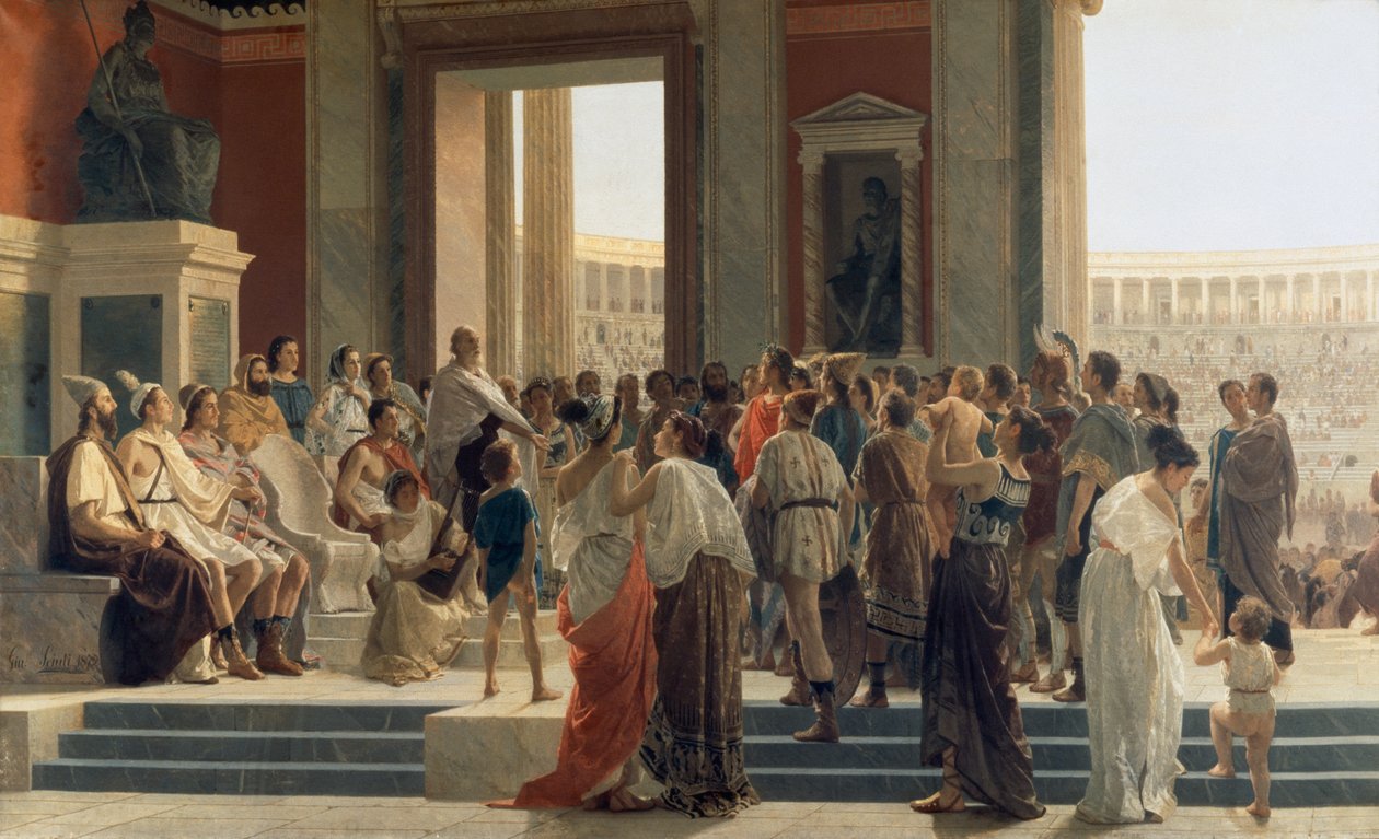 Pindar Olimpiyat Oyunlarında kazananı kutluyor by Giuseppe Sciuti