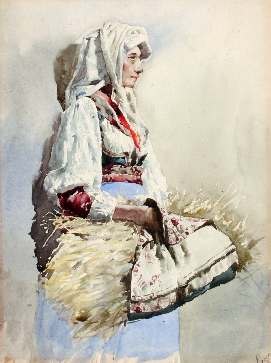 İtalyan Köylü Kadın, 19. yüzyılın sonları ve 20. yüzyılın başlarında. by Giuseppe Signorini
