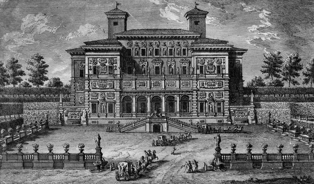 Kumarhane ve Villa Borghese, Roma yakınlarında, 18. yüzyıl. by Giuseppe Vasi