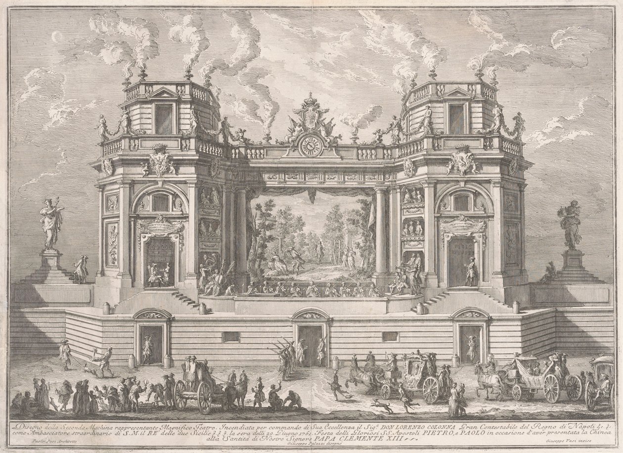1761 Chinea için Seconda Macchina: Muhteşem Bir Tiyatro, 1761. by Giuseppe Vasi