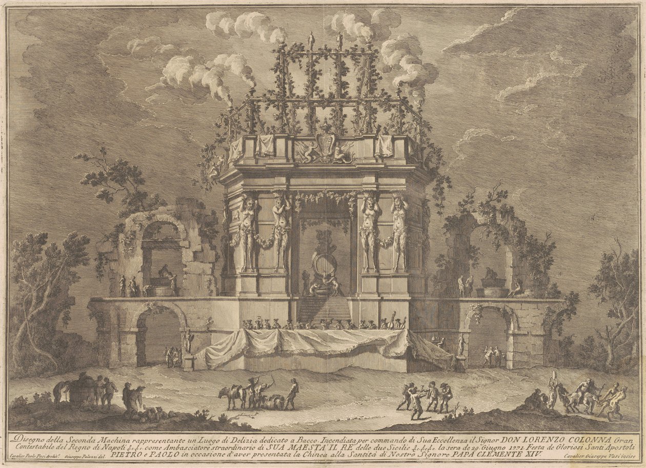 1771 Chinea için Seconda Macchina: Bacchus'a Adanmış Bir Zevk Sarayı, 1771. by Giuseppe Vasi