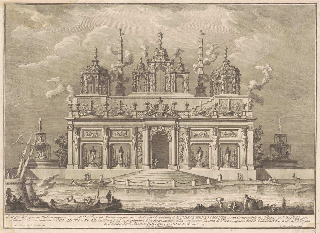 1765 Chinea için Prima Macchina: Hesperides Bahçesi by Giuseppe Vasi, after Giuseppe Palazzi, after Paolo Posi