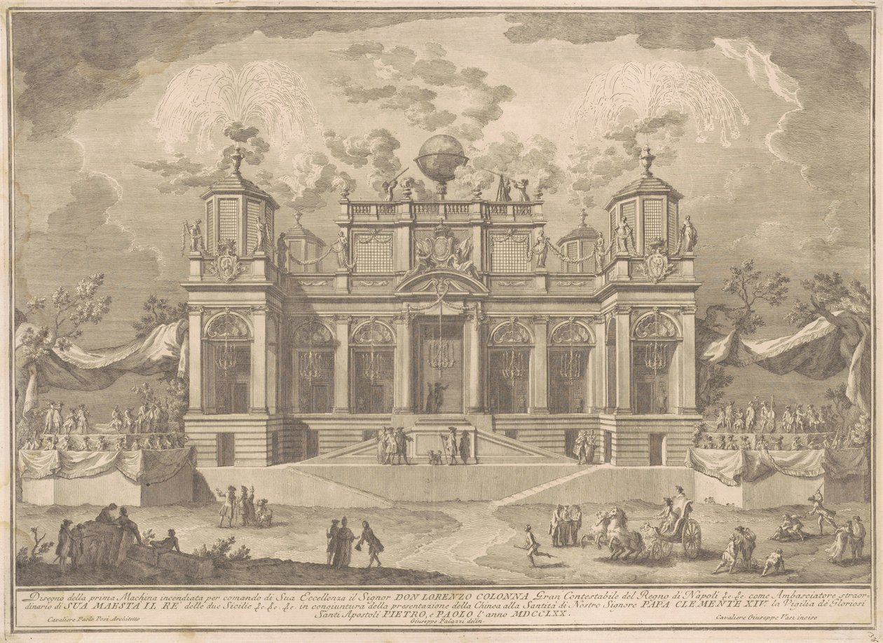 1770 Çini için Prima Macchina: Ticaret için Bir Roma Binası by Giuseppe Vasi, after Giuseppe Palazzi, after Paolo Posi