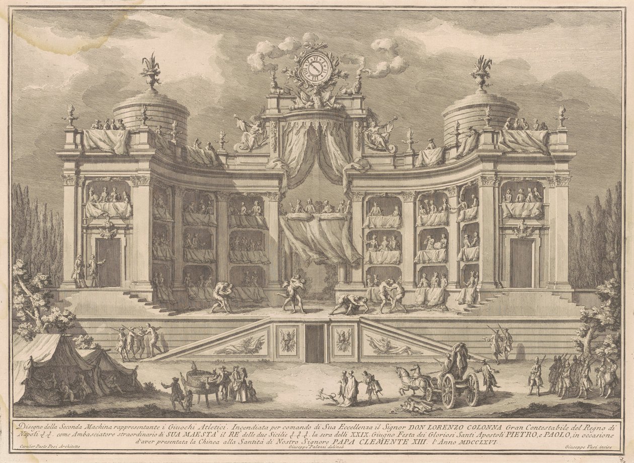 1766 Çini için Seconda Macchina: Atletik Oyunlar için Bir Tiyatro by Giuseppe Vasi, after Giuseppe Palazzi, after Paolo Posi