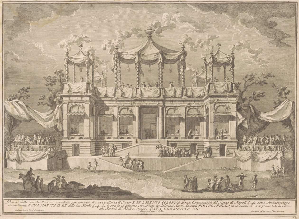 1770 Çini için Seconda Macchina: Balık Pazarı Portico by Giuseppe Vasi, after Giuseppe Palazzi, after Paolo Posi