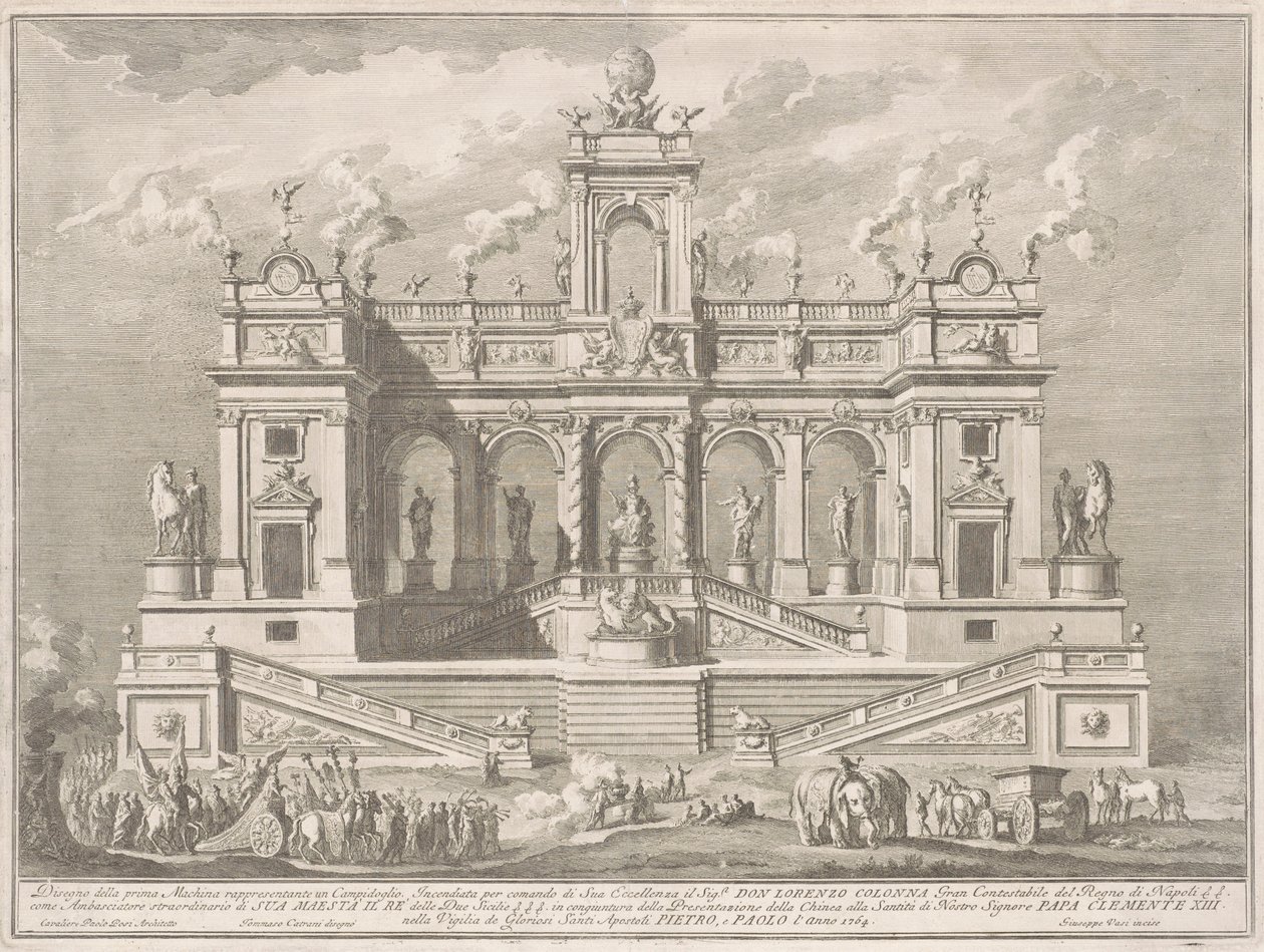 1764 Çini için Prima Macchina: Bir Capitol Binası by Giuseppe Vasi, after Tommaso Catrani, after Paolo Posi