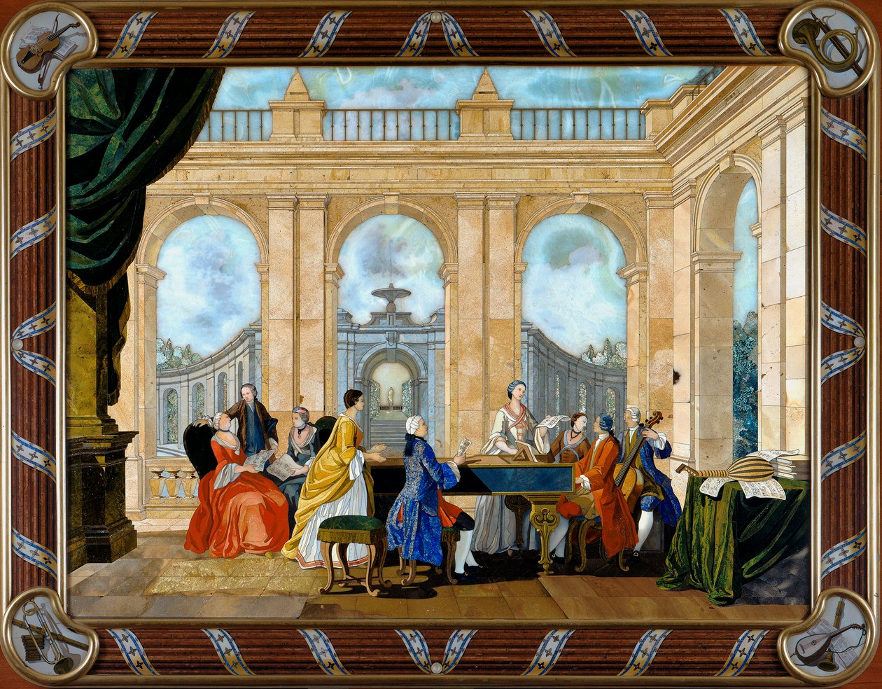 Müziği betimleyen pietre sırasında kakmalı panel by Giuseppe Zocchi