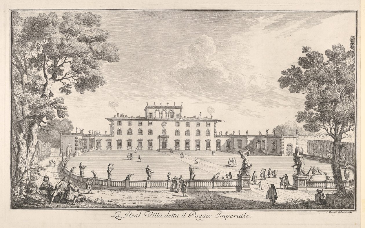 il Poggio Imperiale adlı Kraliyet Villası, il Poggio Imperiale adlı La Real Villası, görünüm ..., 1744. by Giuseppe Zocchi