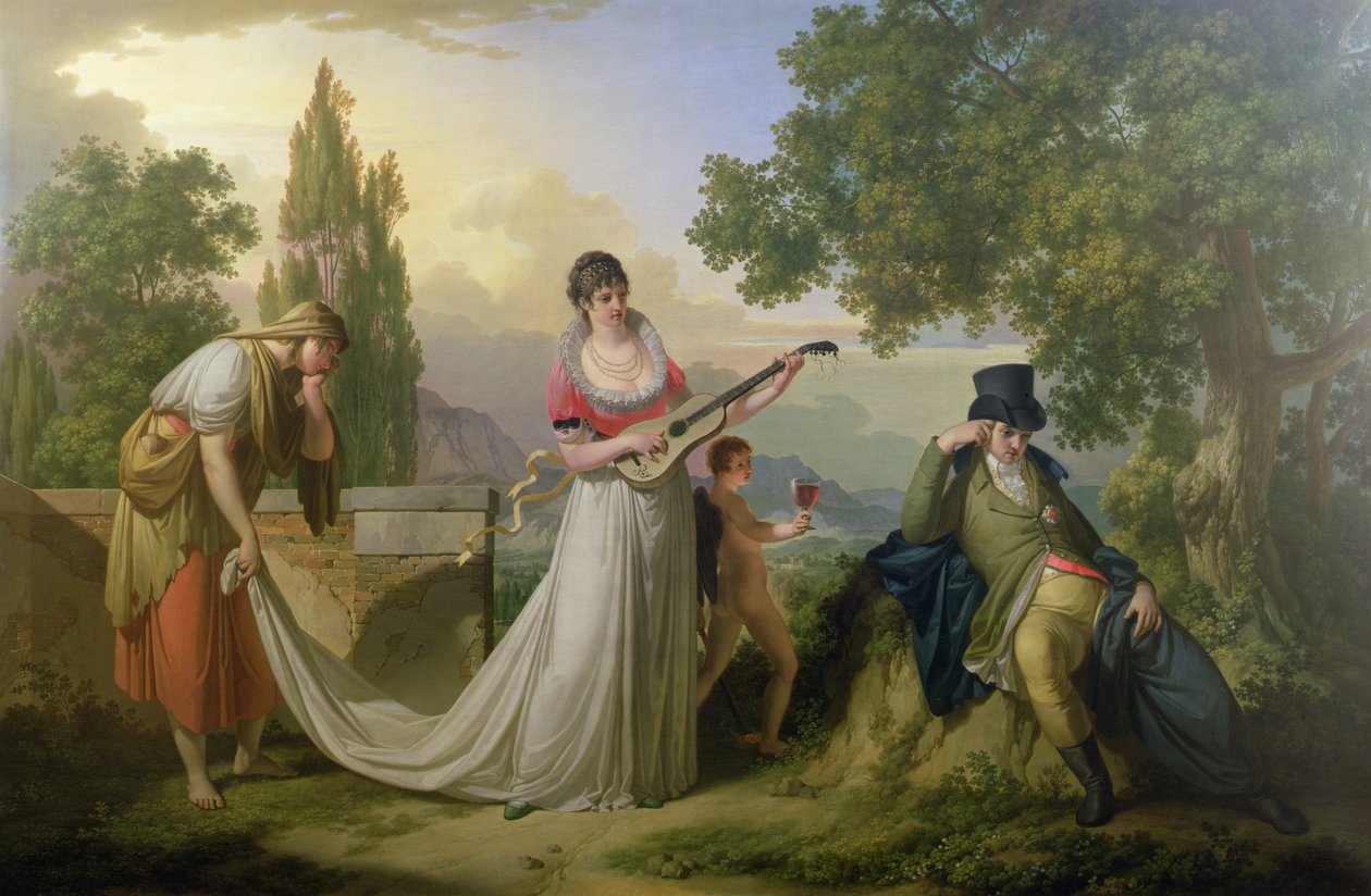 Romantik bir alegorik sahne by Giuseppe or Josef Grassi