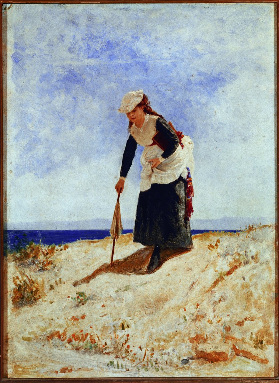 Kumda Bir Kadın (tuval üzerine yağlı boya by Giuseppe or Joseph de Nittis