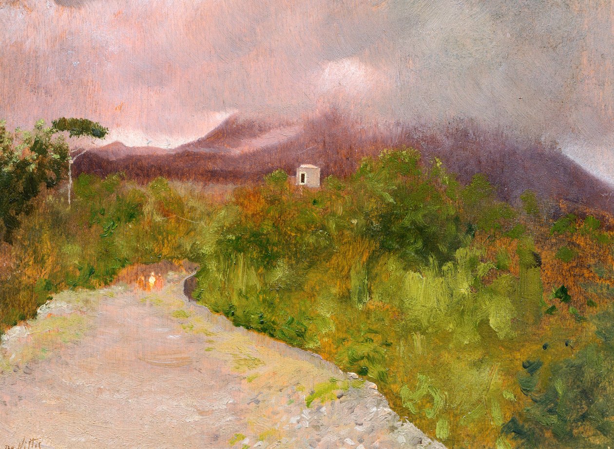 Vezüv Dağı Fumarole, 1871 dolaylarında, Giuseppe De Nittis (1846-1884), tuval üzerine yağlı boya, 9x17 cm by Giuseppe or Joseph de Nittis
