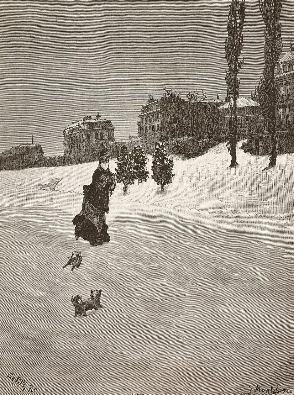 Hava soğuk!, karda yürüyen kadın, Giuseppe De Nittis