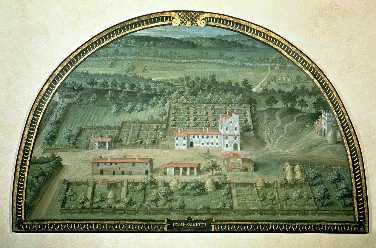 Colle Salvetti, Medici villalarının manzaralarını betimleyen bir dizi lunetten, 1599 (panelde tempera) by Giusto Utens