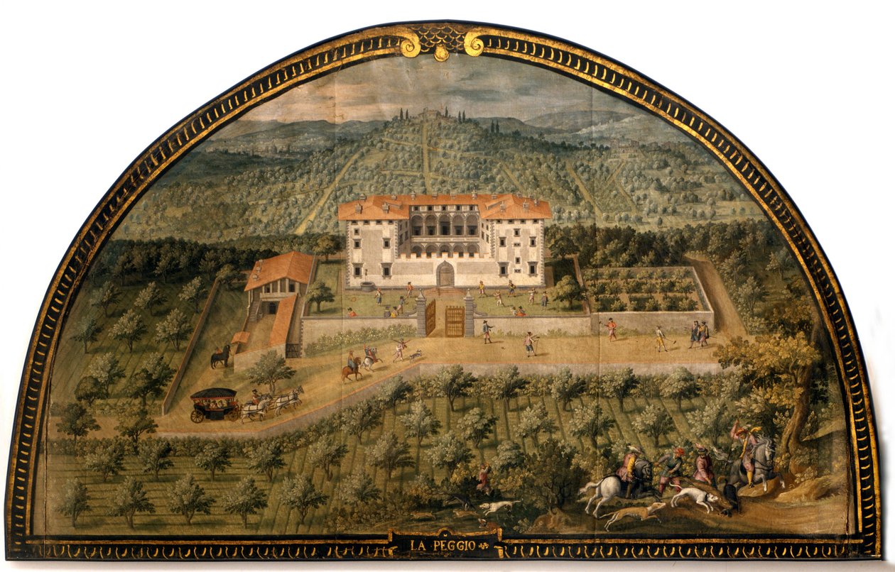 Villa "" La Peggio "" Giusto Utens (16. yüzyıl) tarafından. Top oynayan erkekler. Floransa Müzesi olduğu gibi. Floransa. by Giusto Utens