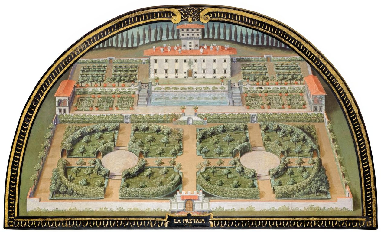 Villa Medicea La Petraia (im Kern mittelalterlich, Sitz der Familie Brunelleschi; 1575–89 für Ferdinando I by Giusto Utens