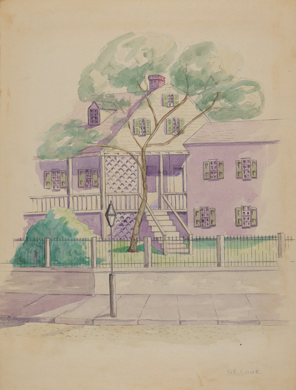 Eski Hollanda Çiftlik Evi, c. 1936. by Gladys Cook
