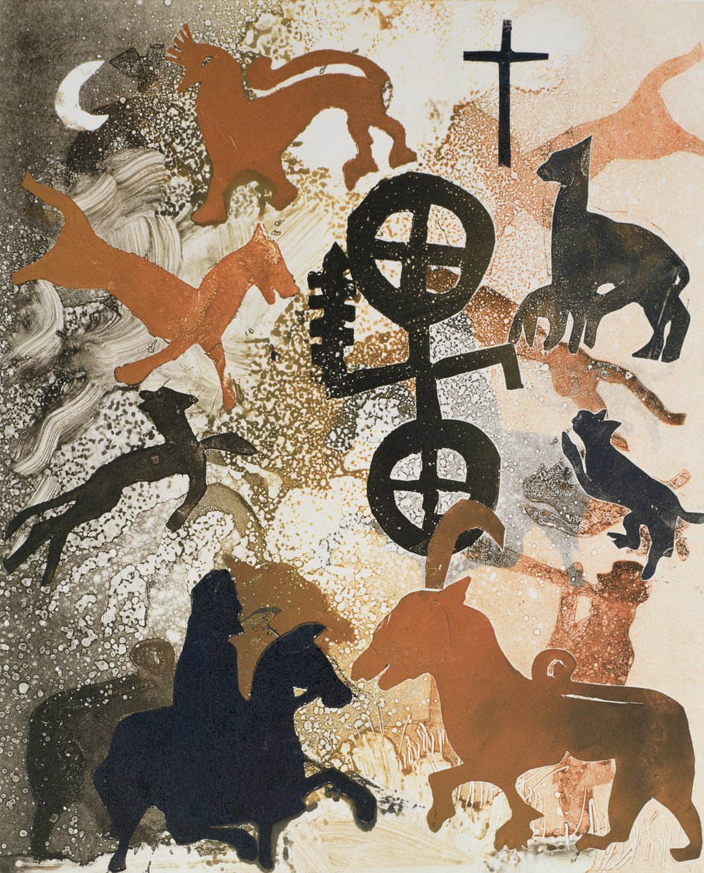 Taş Pikt Sembolleri, 1995 (monotip) by Gloria Wallington