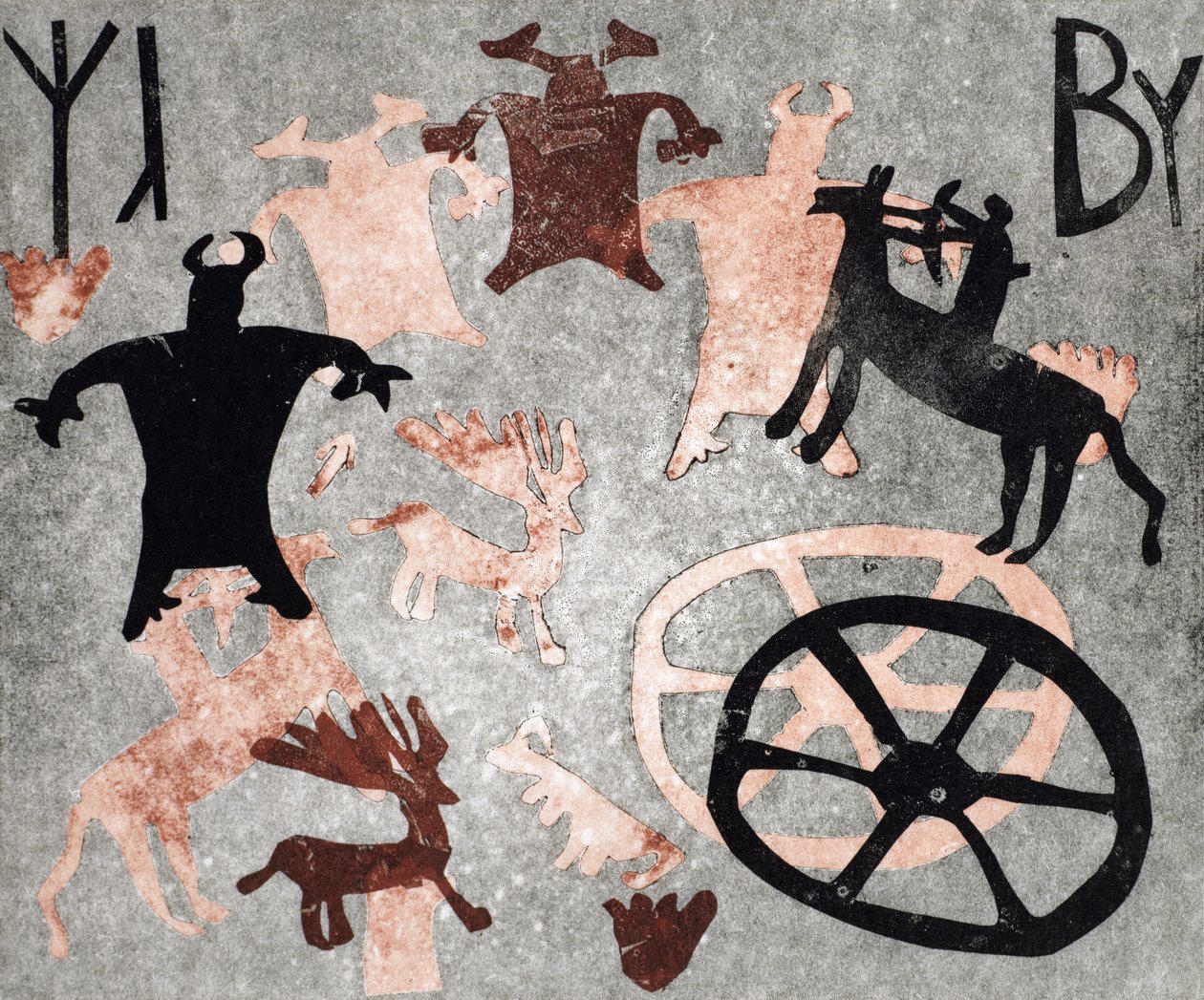 ರಾಕ್ ಪೇಂಟಿಂಗ್, 1994 (ಮೊನೊಟೈಪ್) ಟರ್ಕ್ by Gloria Wallington