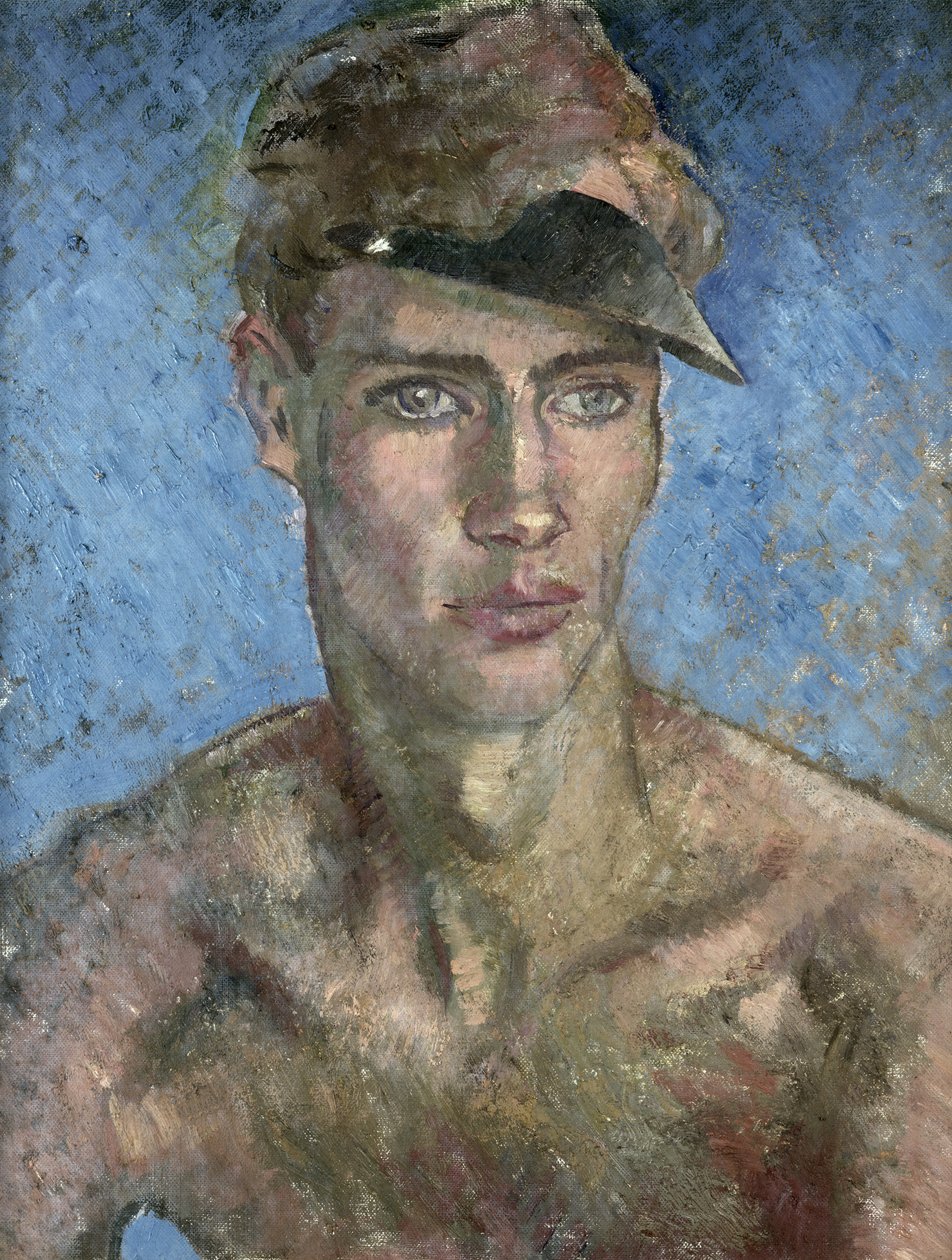 Güneşlik Takan Genç Adam by Glyn Warren Philpot