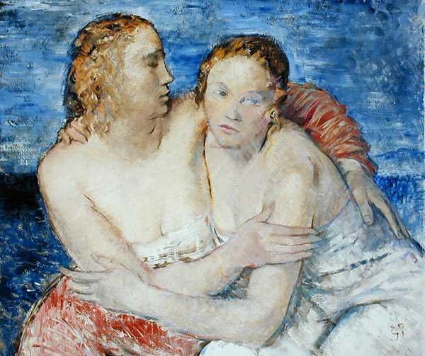 İki Kız, Sanatçının Yeğenlerinin Portresi by Glyn Warren Philpot
