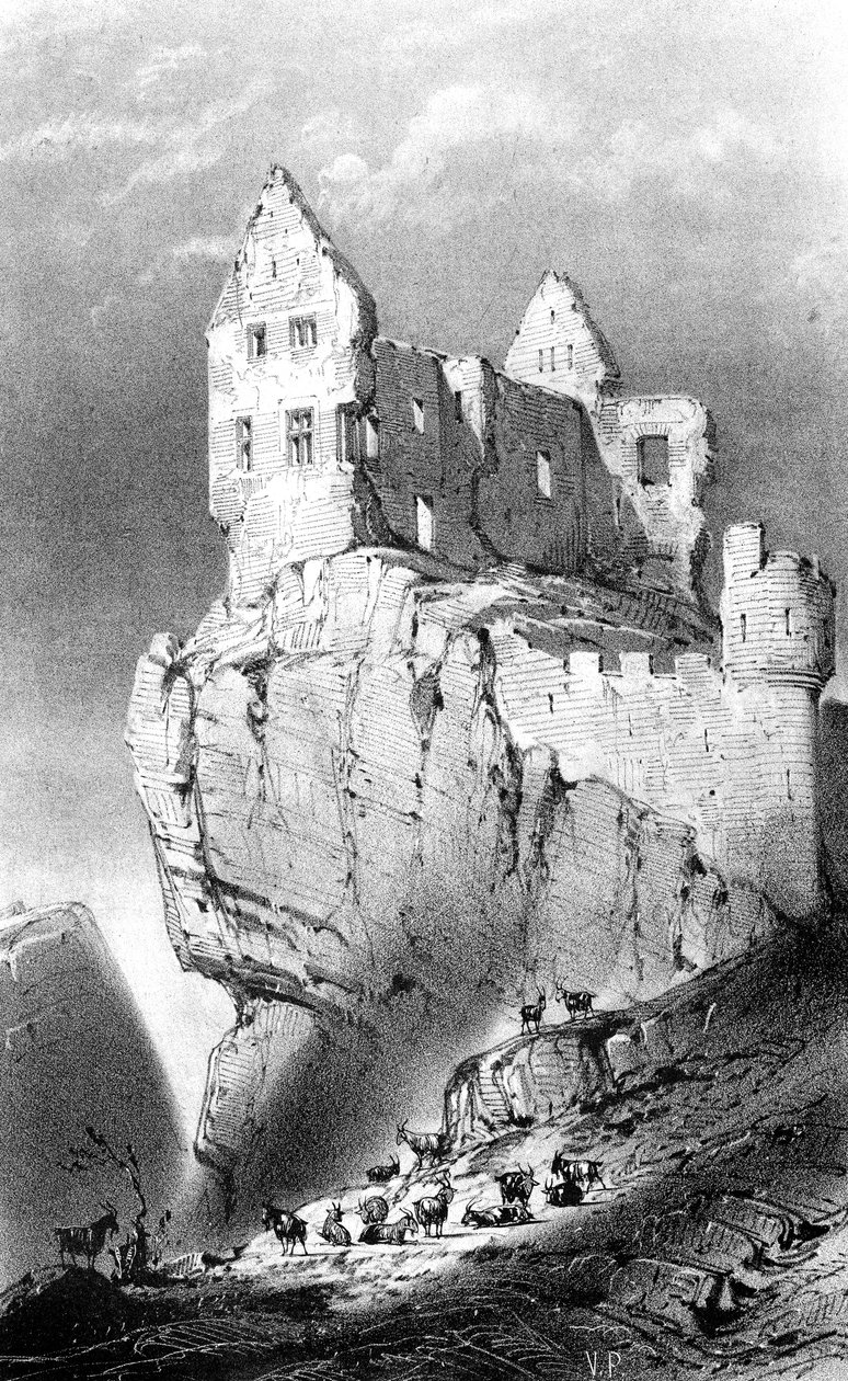 Chateau de Crussol, Saint-Peray, Fransa, 19. yüzyıl. by Godard Q. des Augustins