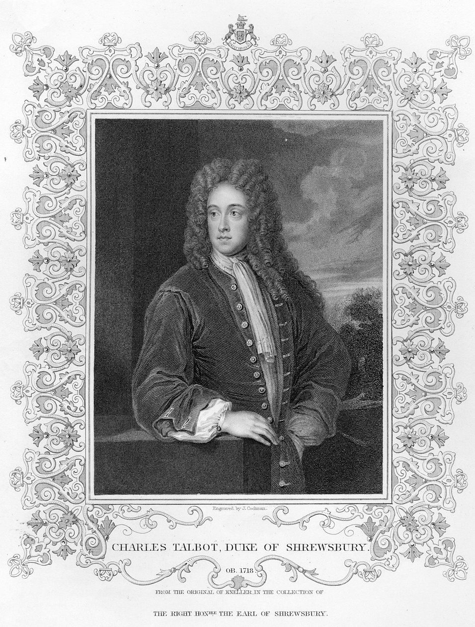 Charles Talbot, Shrewsbury Dükü, J. Cochran tarafından oyulmuş by Godfrey Kneller