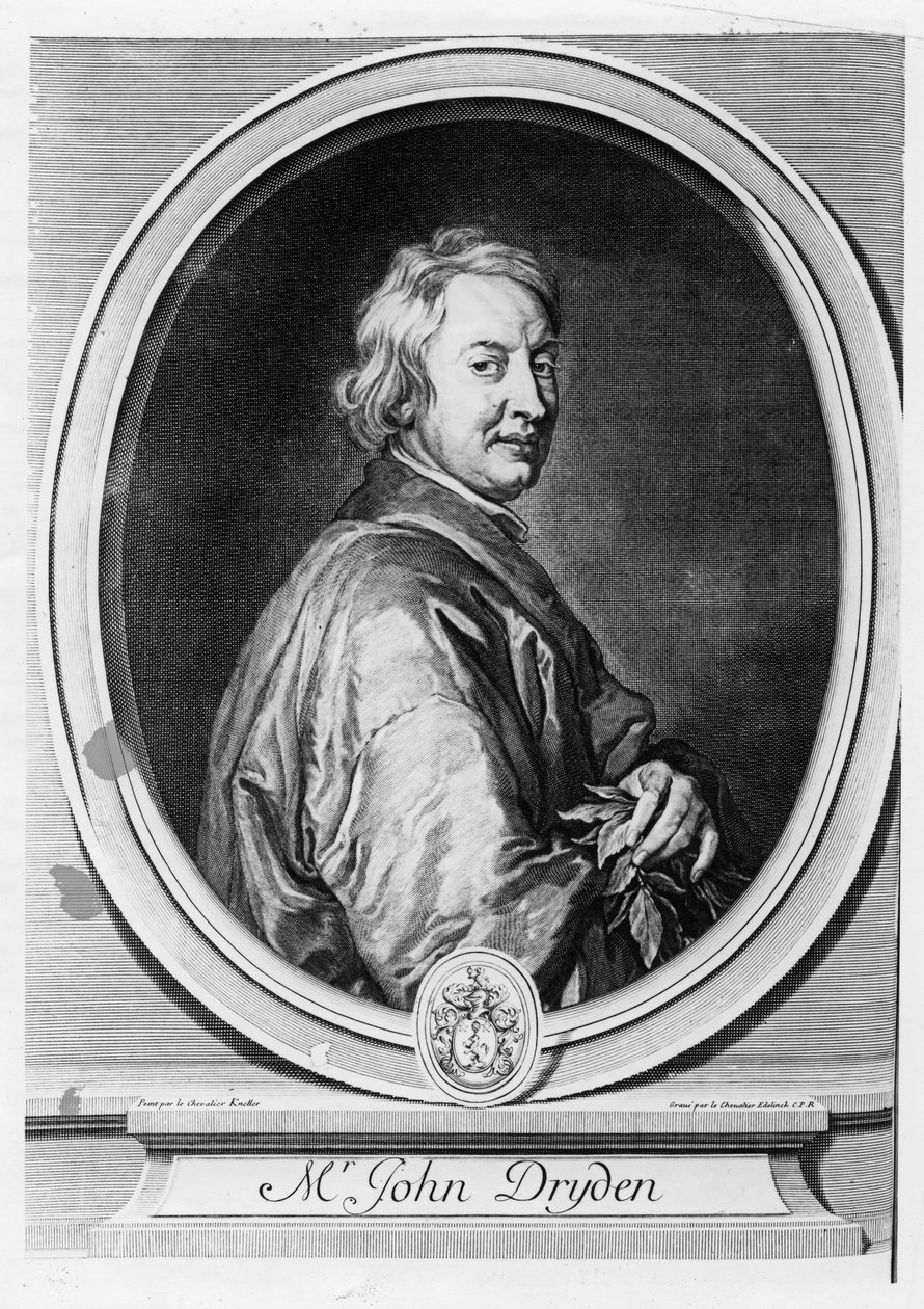 John Dryden (1631-1700), Gerard Edelinck (1640-1707) tarafından oyulmuş by Godfrey Kneller