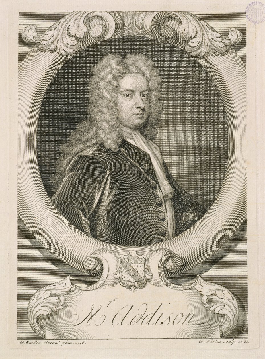 Bay Addison, George Vertue (1684-1756), 1721 tarafından oyulmuş by Godfrey Kneller