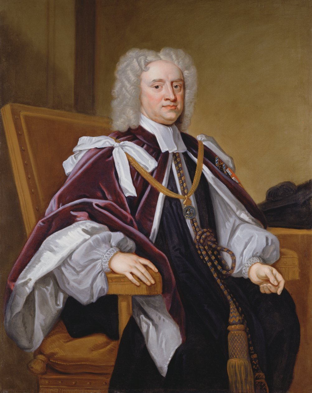 James II'nin Hoşgörü Bildirgesi'ne karşı dilekçe veren ve iftiradan yargılanan Yedi Piskopos'tan biri olan Piskopos Trelawny'nin portresi by Godfrey Kneller