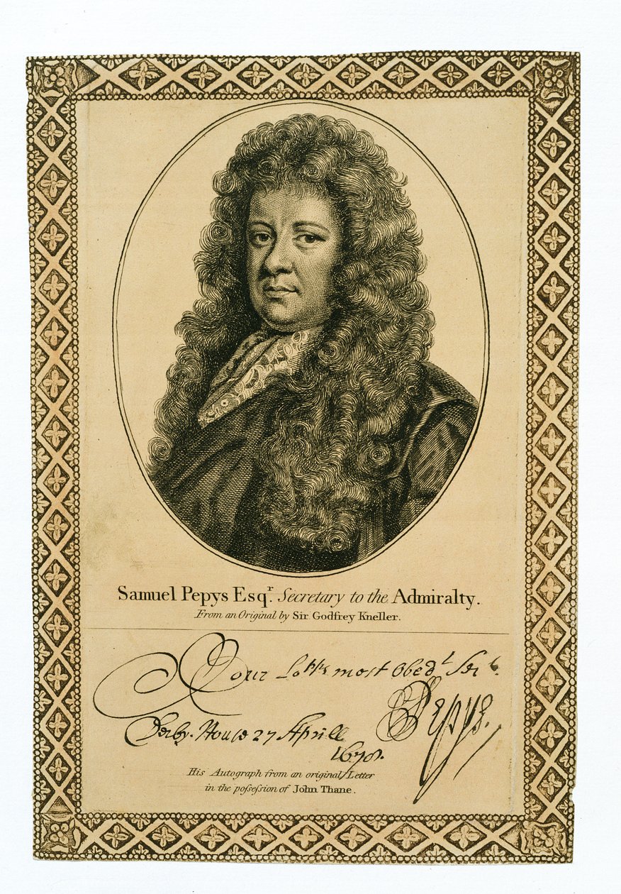 Samuel Pepys (1633-1703), Amirallik Sekreteri by Godfrey Kneller