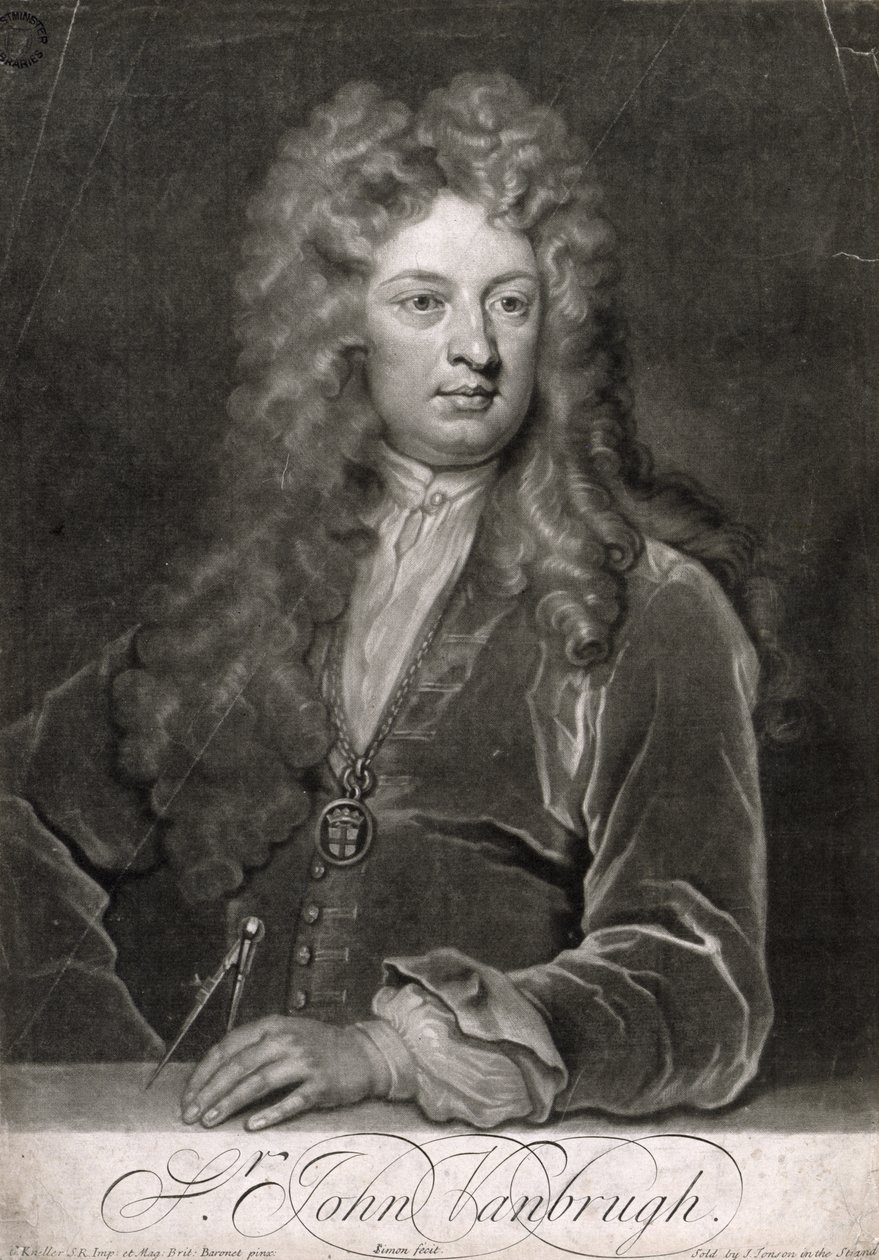 Sir John Vanbrugh (1664-1726), John Simon tarafından oyulmuş (c.1675-1751) by Godfrey Kneller