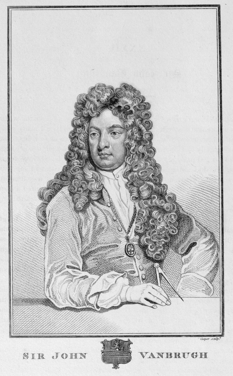 Sir John Vanbrugh (1664-1726), Richard Cooper tarafından oyulmuş by Godfrey Kneller