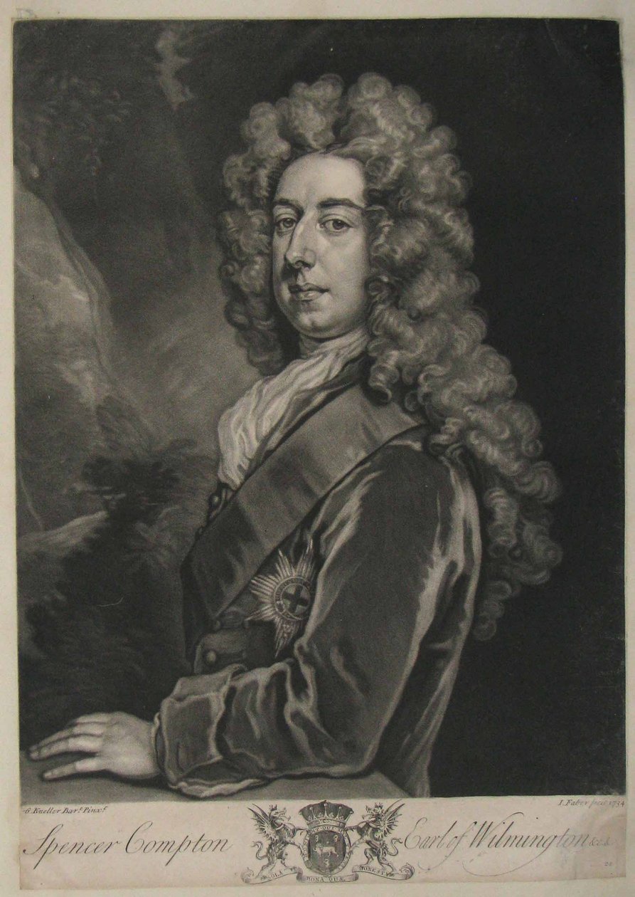 Spencer Compton, Earl of Wilmington, print by John Faber, 1734 (mezzotint) by Godfrey Kneller