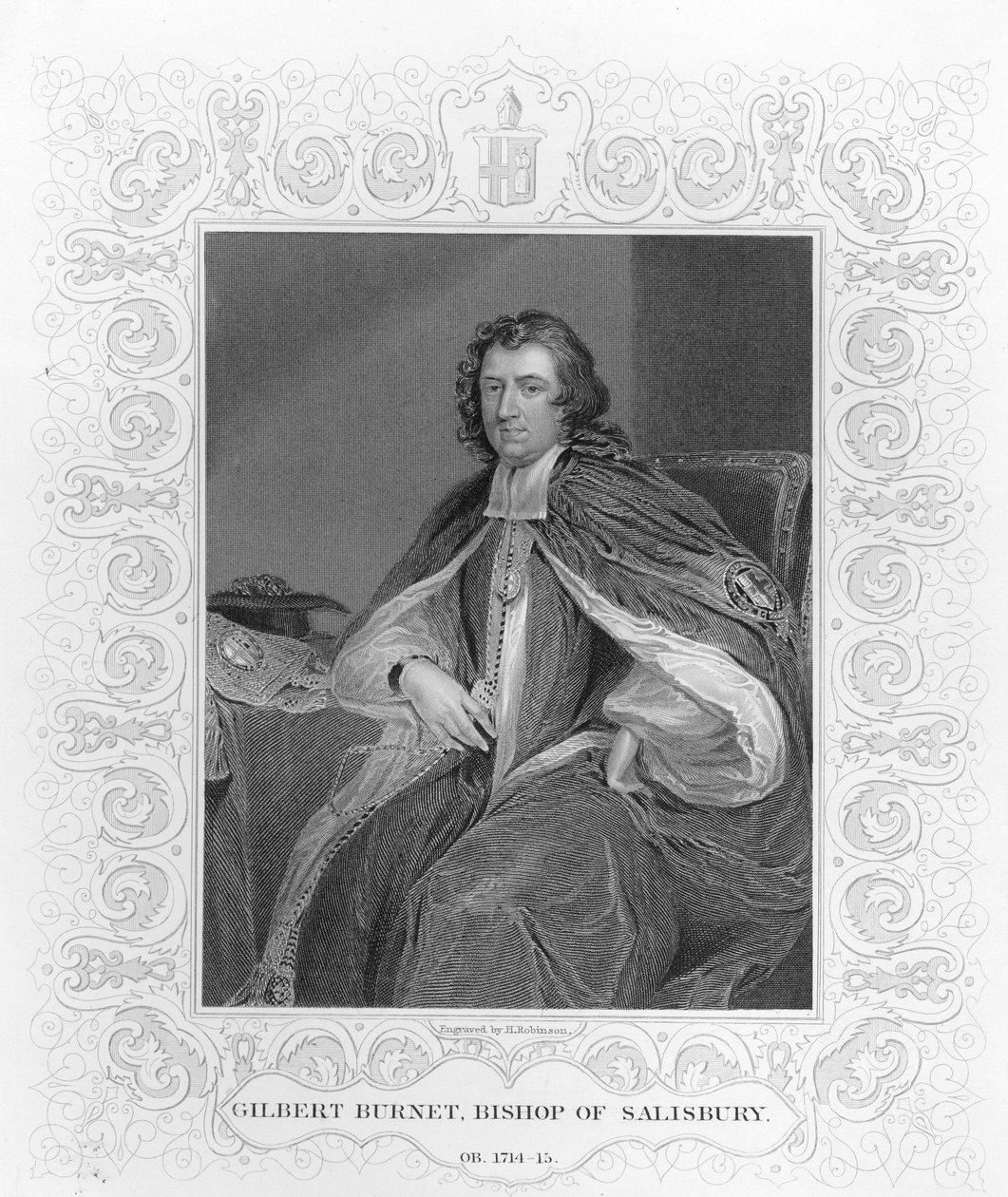 Gilbert Burnet, Salisbury Piskoposu, H. Robinson tarafından oyulmuş by Godfrey Kneller