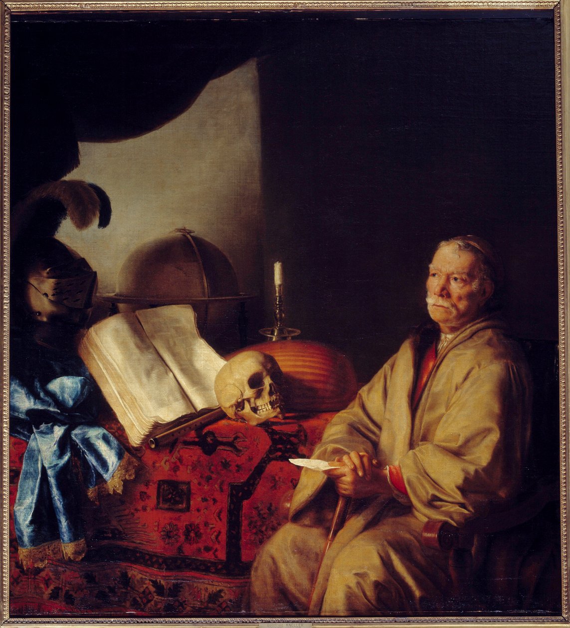 Meditasyonda filozof Resim (Vanite) Gottfried Kneller (1646-1726) (ec.all.) 1668 Sun. 1,37x1,44 m by Godfrey Kneller