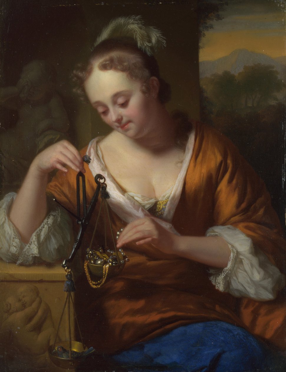 Erdem ve Zenginlik Alegorisi, yak. 1665-1667 by Godfried Cornelisz Schalcken