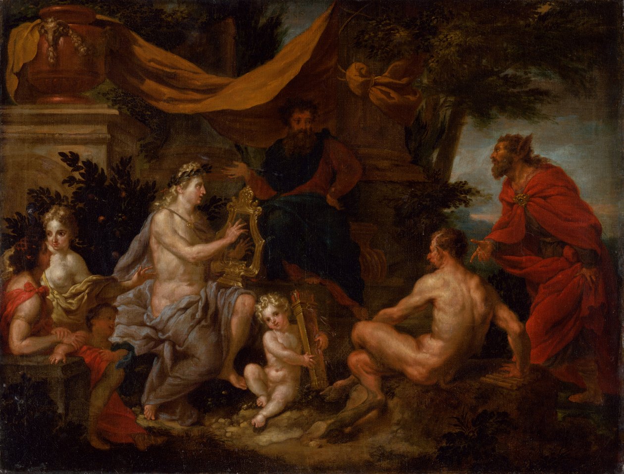 Apollo ve Pan arasındaki yarışma, yaklaşık 1690. by Godfried Maes
