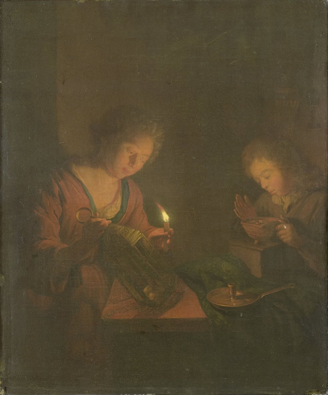 ateş ve ışık by Godfried Schalcken (attributed to)